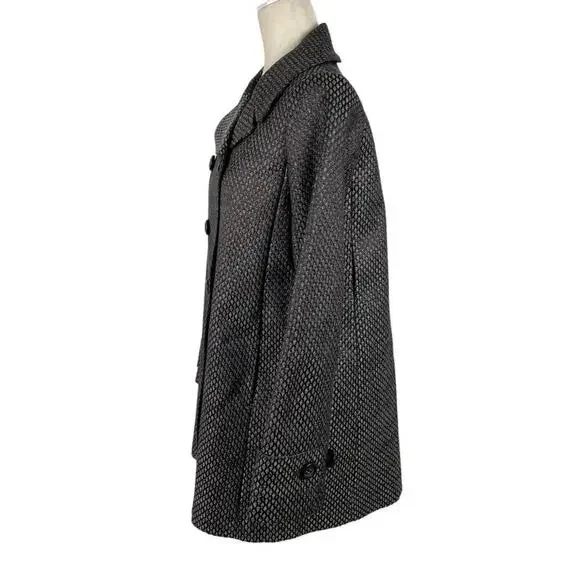 J. Crew Collection Stormy Tweed Lille Silk Overcoat Jacket Gunmetal Gray Size 10 - Picture 7 of 15